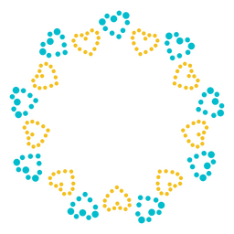 Corações em um rótulo de pontos de círculo Desenho PNG
