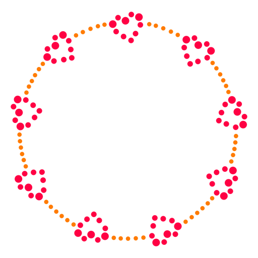Corações em um rótulo de pontos de forma de círculo
