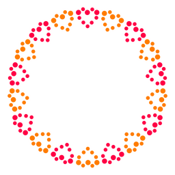 Etiqueta de puntos circulares en forma de corazón Diseño PNG