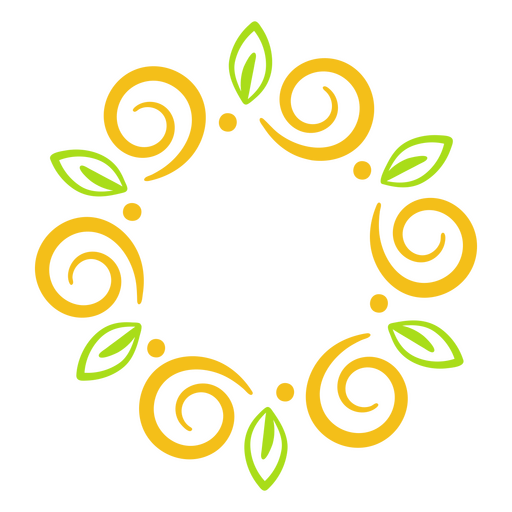 Swirls and leaves label PNG Design