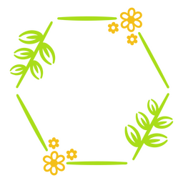 Forma de rombo con flores. Diseño PNG