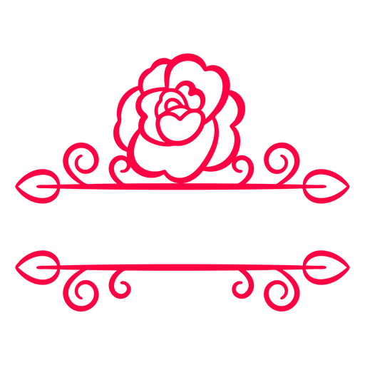Strich mit Rosenblumenetikett PNG-Design