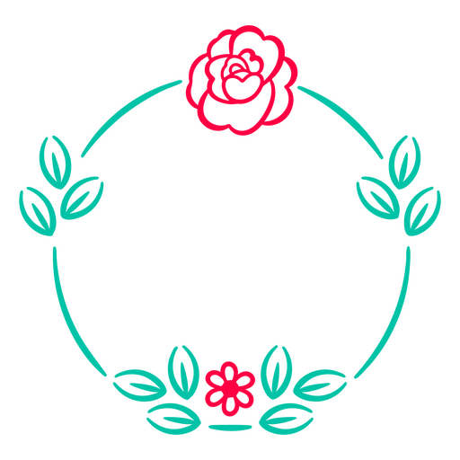 Rose und Blattetikett PNG-Design