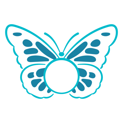 Etiqueta de insecto mariposa azul