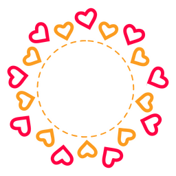 Corações em um rótulo de círculo