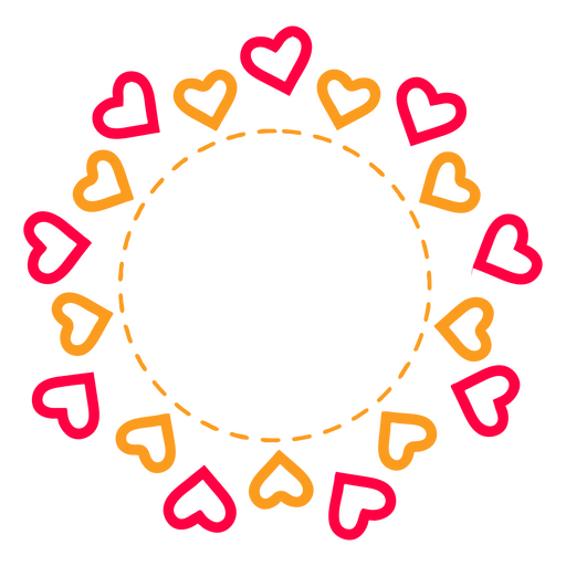 Herzen in einem Kreisetikett PNG-Design