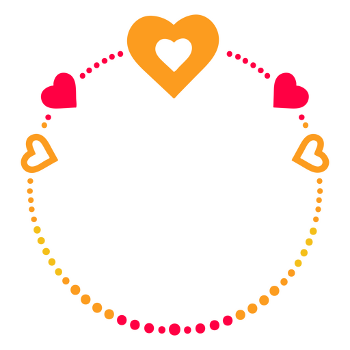 Círculo de etiqueta de puntos de corazones Diseño PNG