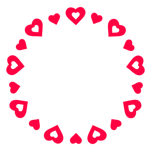 Etiqueta círculo de corazones Diseño PNG