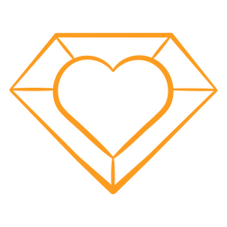 Corazón en trazo de diamante Diseño PNG