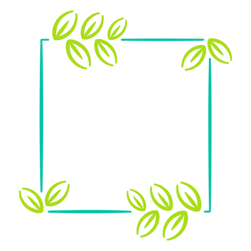 Forma cuadrada con etiqueta de hojas. Diseño PNG