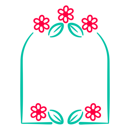Blumen und Bl?tter im Fensteretikett PNG-Design