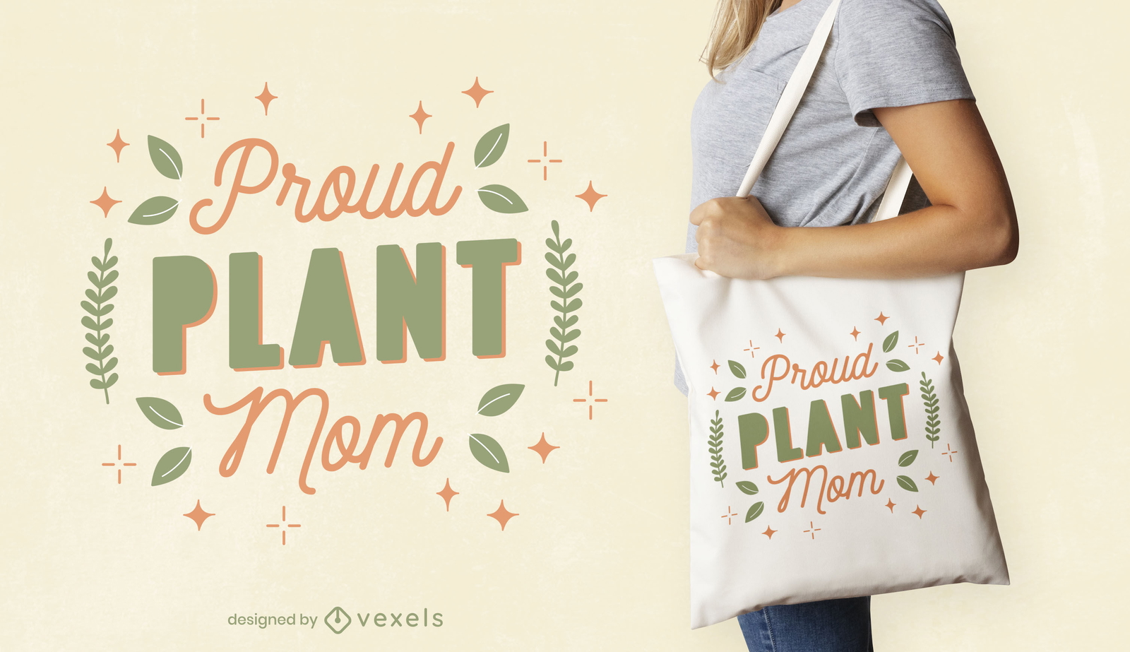 Diseño de bolsa de asas orgullosa de la mamá de la planta