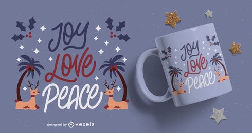 Diseño de letras de la taza de la paz del amor de la alegría