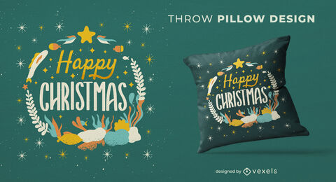 Merry christmas underwater throw pillow