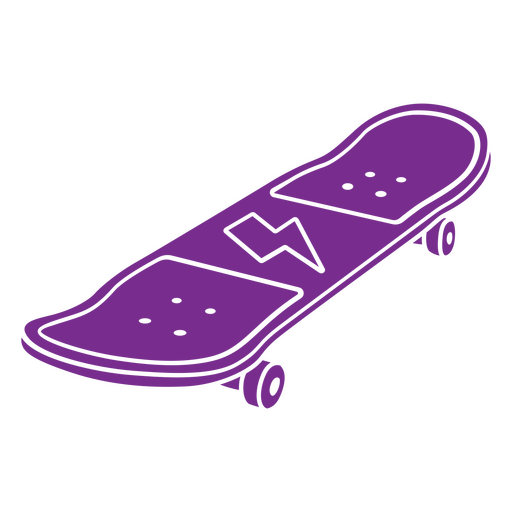 Skateboard with lightning bolt PNG Design