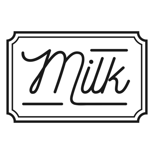 Etiqueta de letras de leche Diseño PNG
