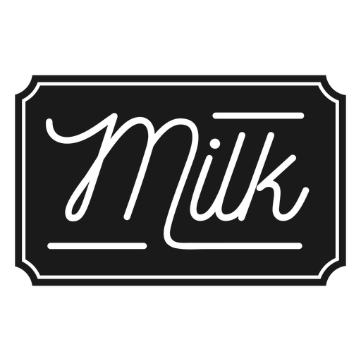 Etiqueta de letras de leche cortada Diseño PNG