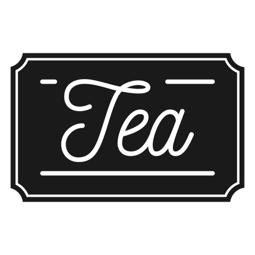 Etiqueta de letras de bebida de té cortada