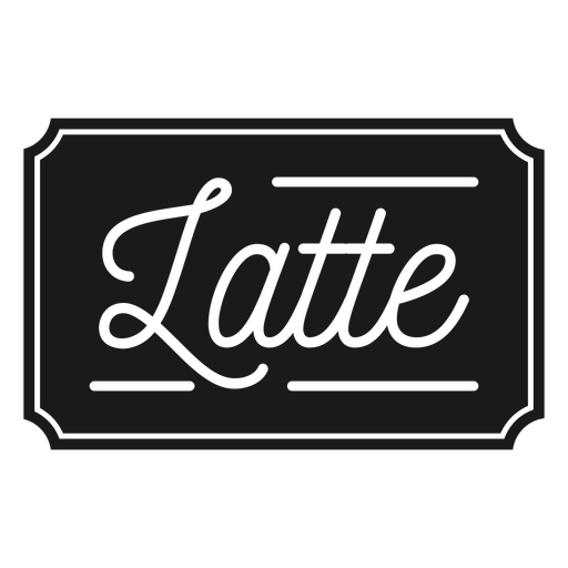 Ausgeschnittenes Etikett mit Latte-Schriftzug PNG-Design