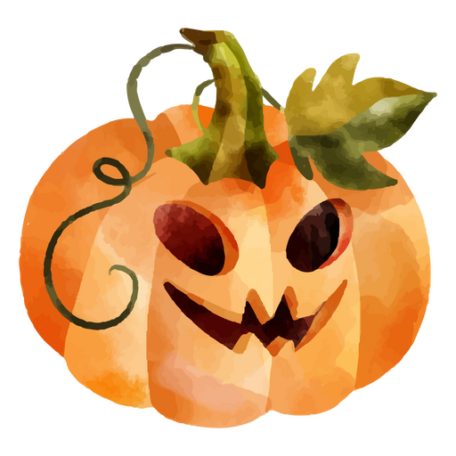 Aquarela de abóbora esculpida de Halloween Desenho PNG