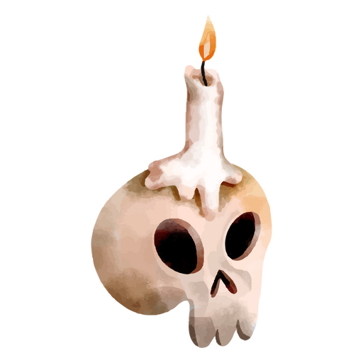Skull and candle watercolor PNG Design