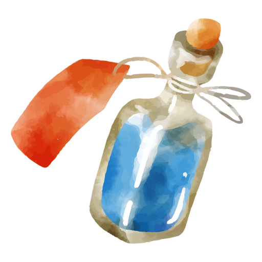 Blue watercolor magic potion