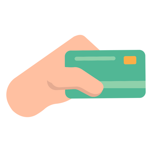 Mão segurando o cartão de crédito plano