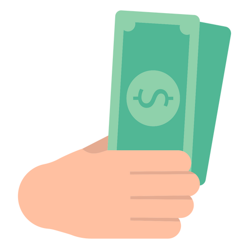 Hand hält Geldscheine flach PNG-Design