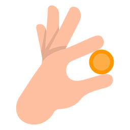 Hand holding coin money flat PNG Design