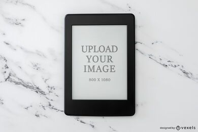 Mesa de mármore de maquete do Kindle de cima