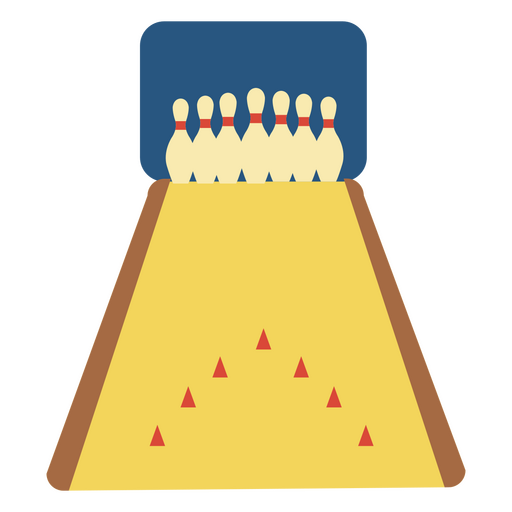 Flaches Bowling mit Pin-Rack PNG-Design