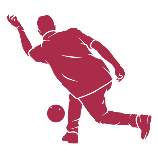 Man bowling and ball silhouette PNG Design