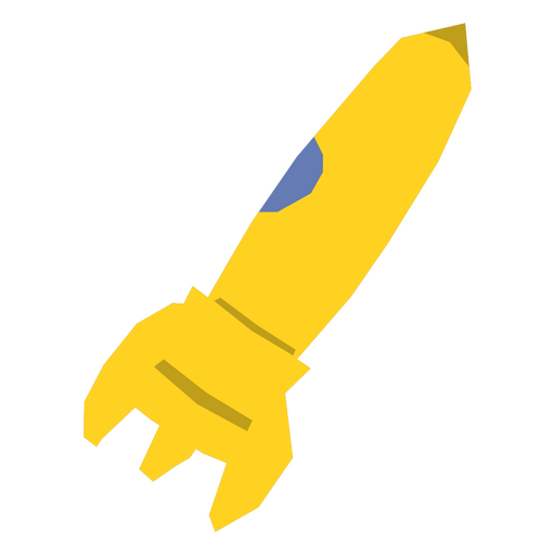 Cohete amarillo plano Diseño PNG