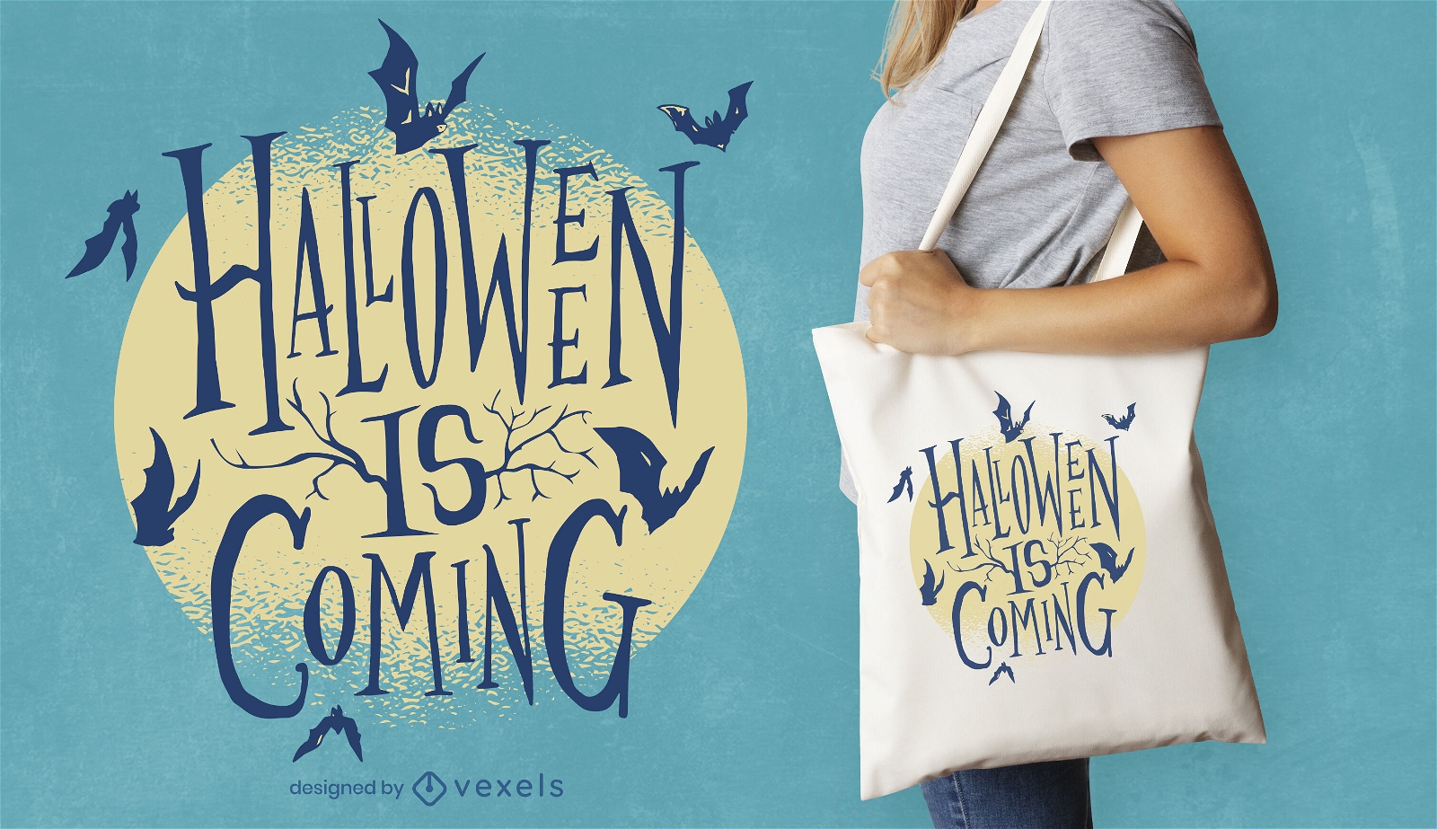 Halloween se acerca bolsa de tela con letras