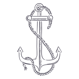 Anker mit handgezeichnetem Seil PNG-Design