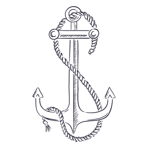 Anchor with rope hand drawn
