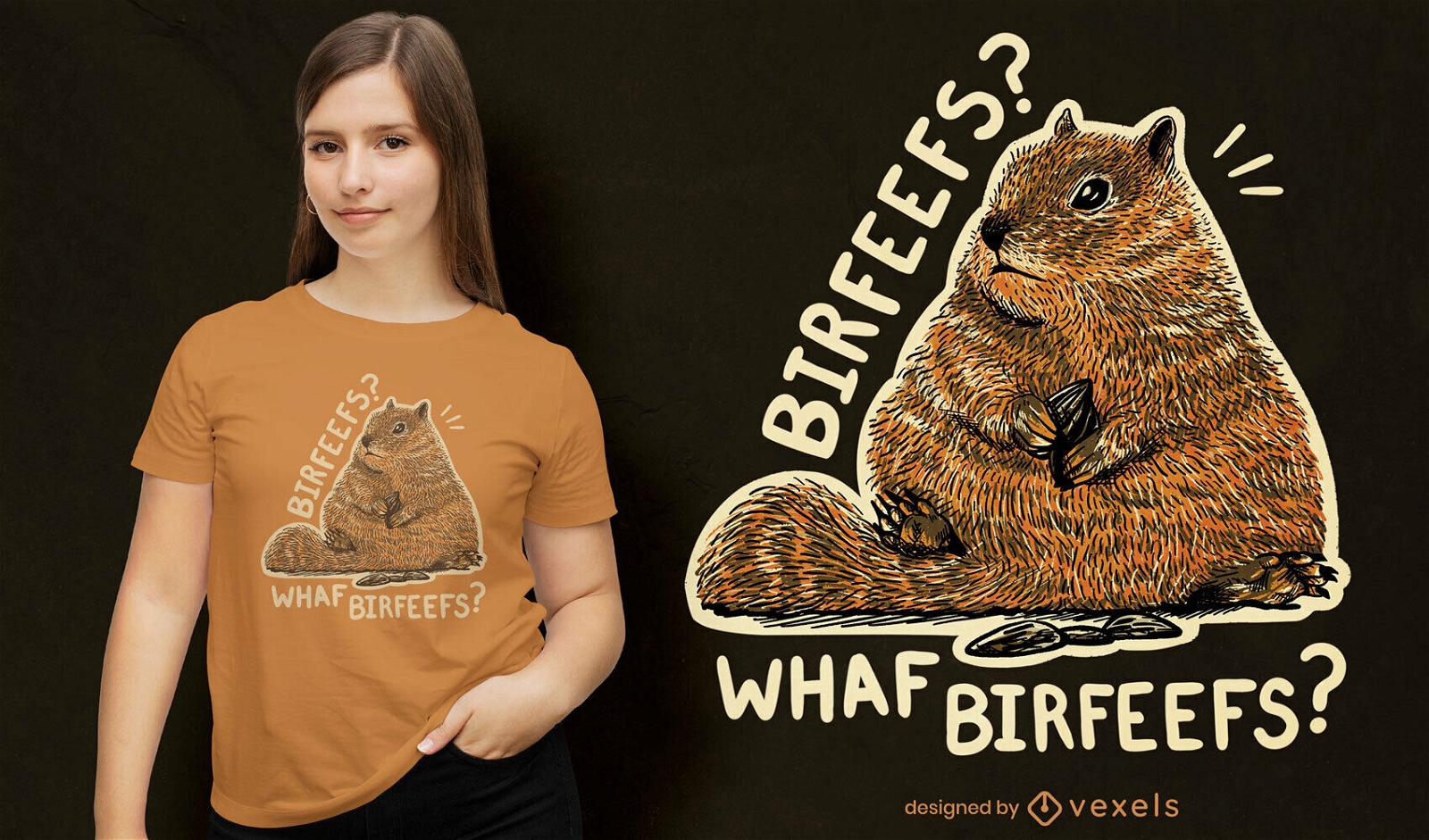 Chubby squirrel realistic t-shirt psd