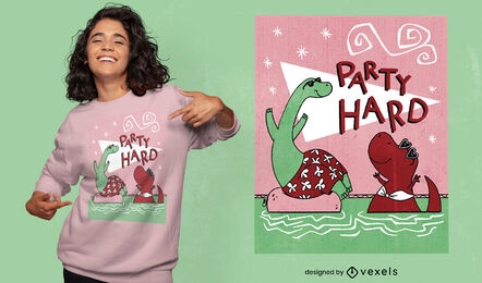 Design de camisetas psd dinossauros festeiros