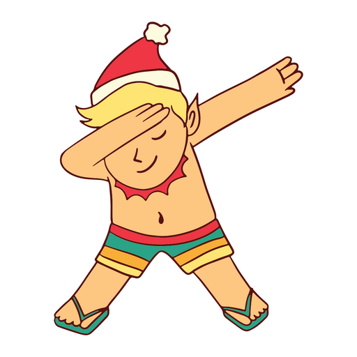 Menino vestindo um chapéu de Papai Noel e dabbing Desenho PNG