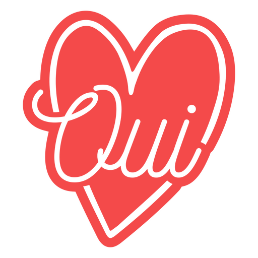 Oui corazón francés Diseño PNG