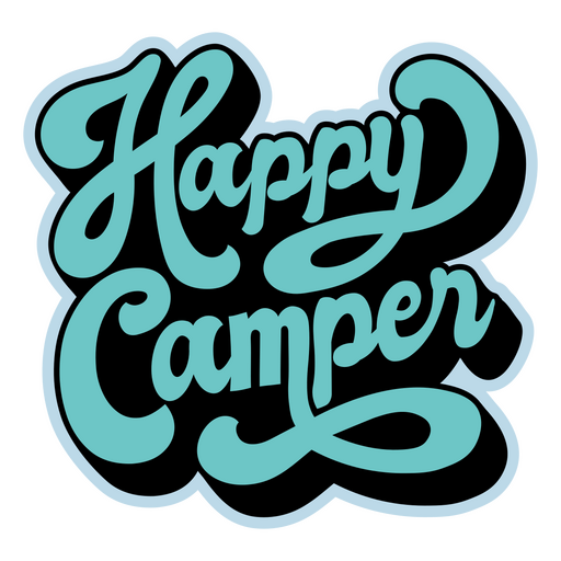 Happy camper cursive lettering