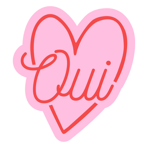 Oui pink heart PNG Design
