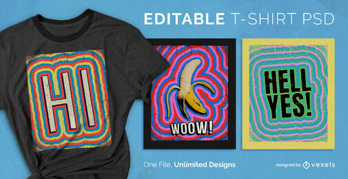 Psychedelic color stroke editable psd t-shirt