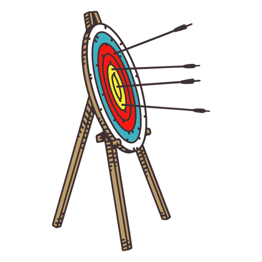 Archery target with arrows color stroke PNG Design