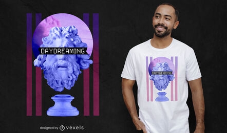 Daydreaming statue vaporwave psd t-shirt design