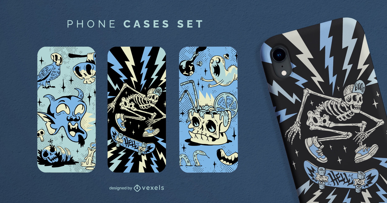 Conjunto de capa celular monocromática de halloween