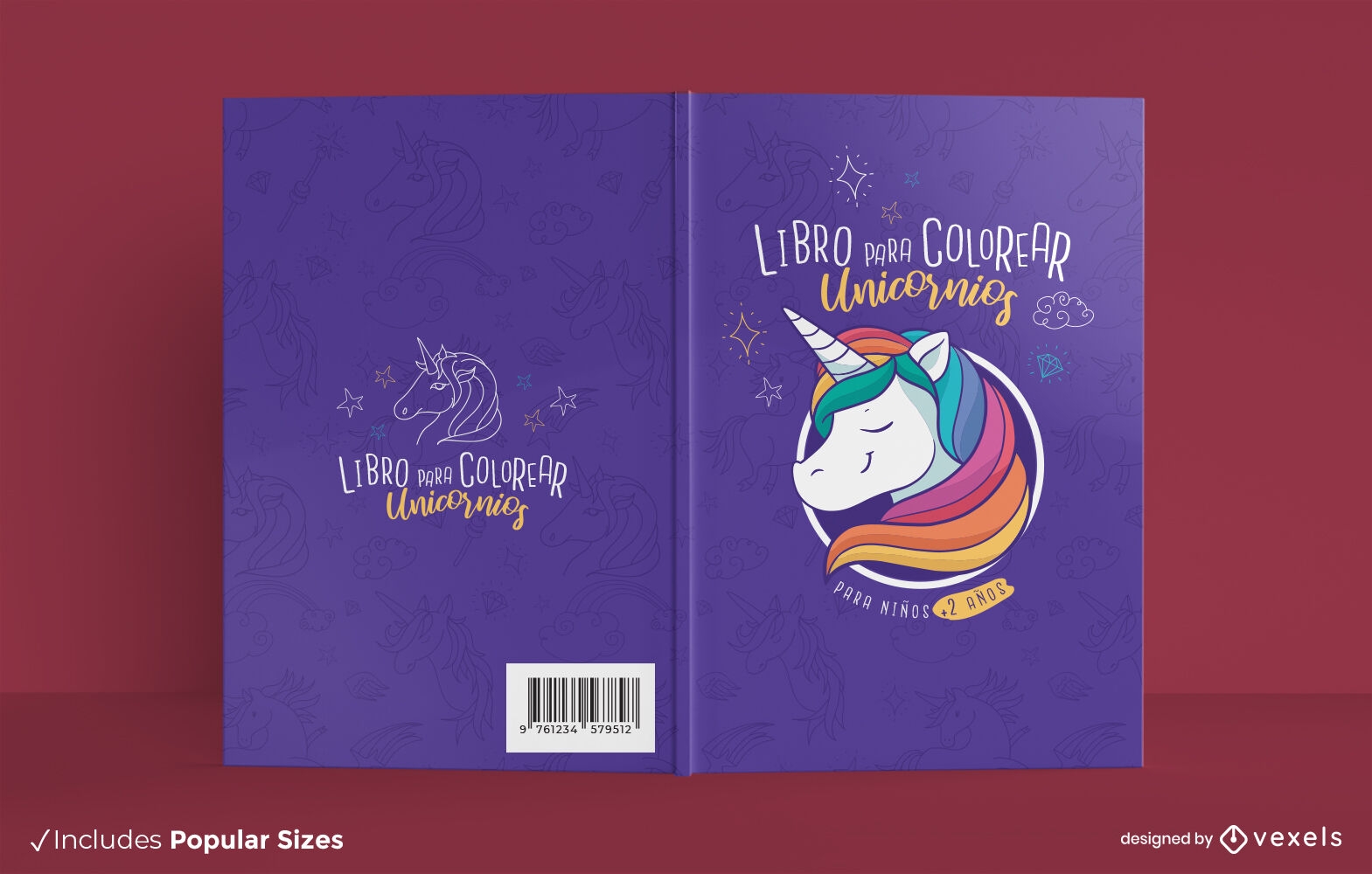 Unicorn creature coloring book cover design