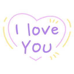 Heart I love you quote doodle PNG Design