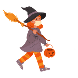 Disfraz de bruja plana de Halloween Diseño PNG
