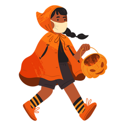Halloween-Kostüm mit flachem orangefarbenem Umhang PNG-Design